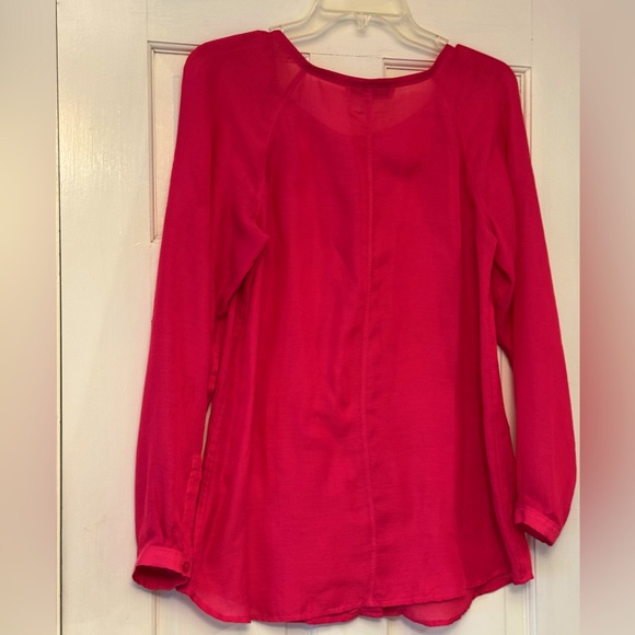 LOFT Vibrant Pink Long Sleeve Blouse - Picture 3 of 7